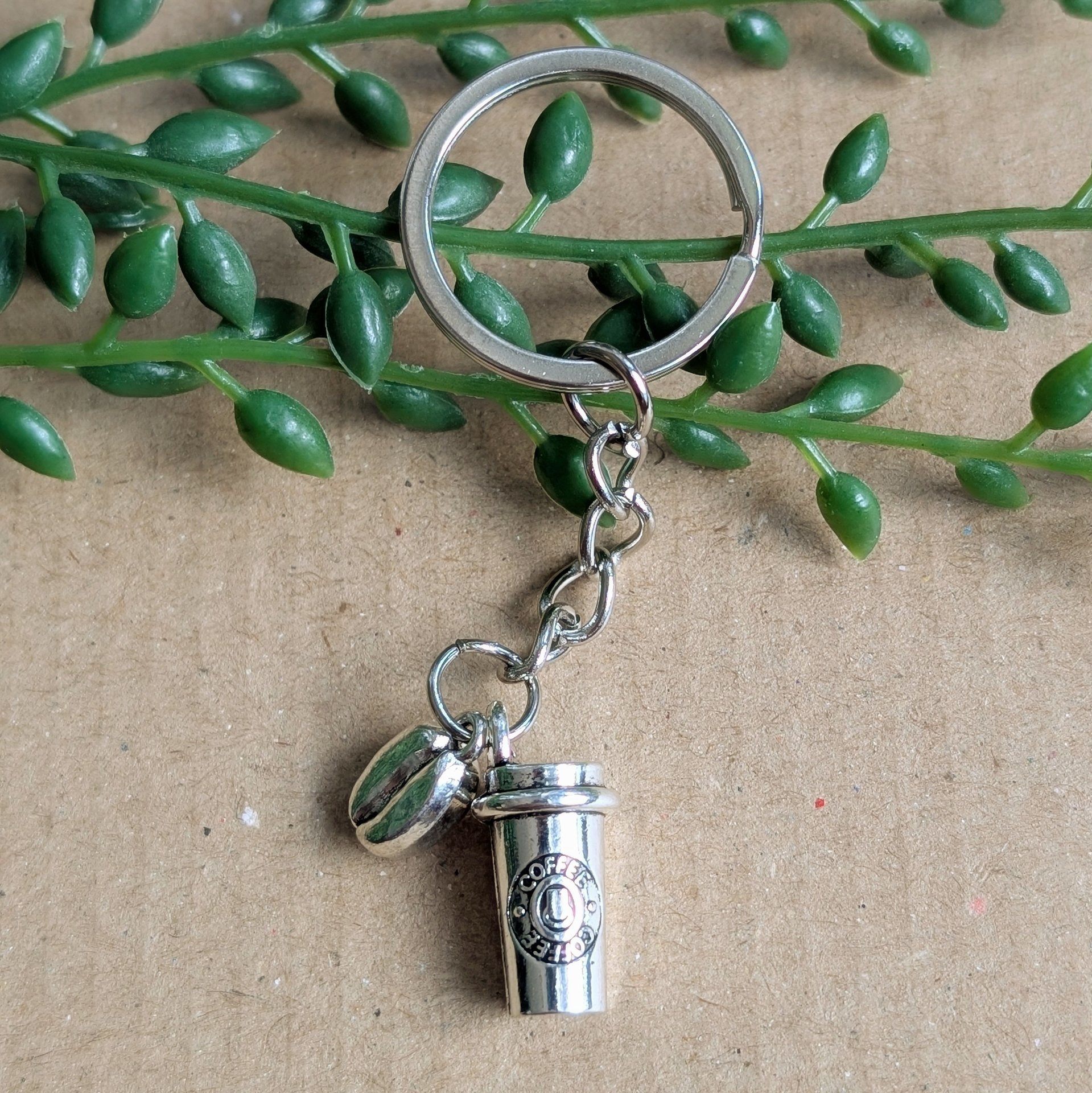 Coffee Cup and Coffe Bean Keyring