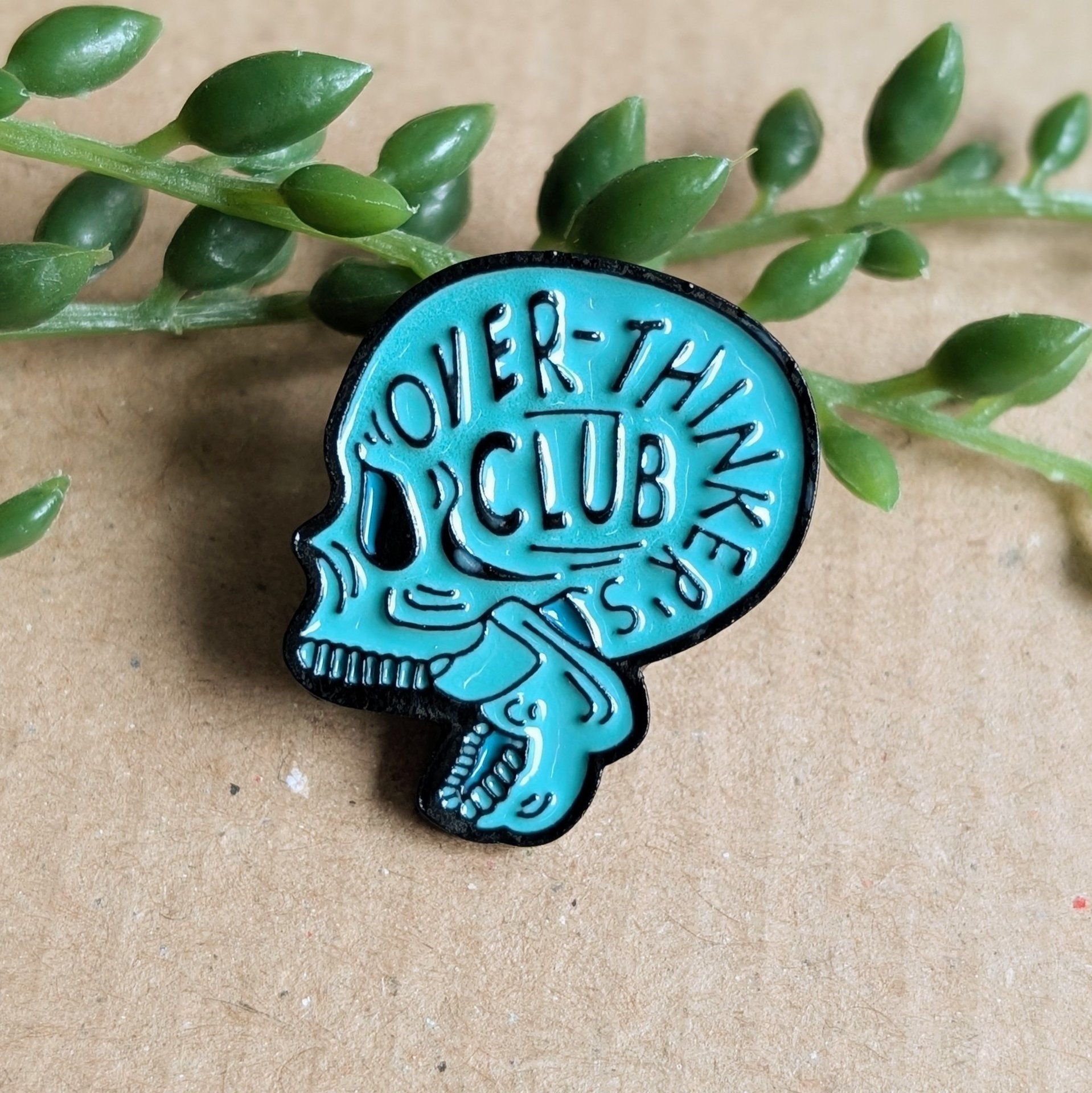 Over Thinker Skull Enamel Pin badge