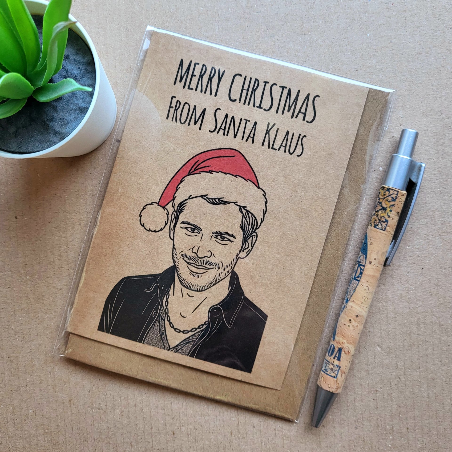 The Vampire Diaries christmas card featuring Santa Klaus.