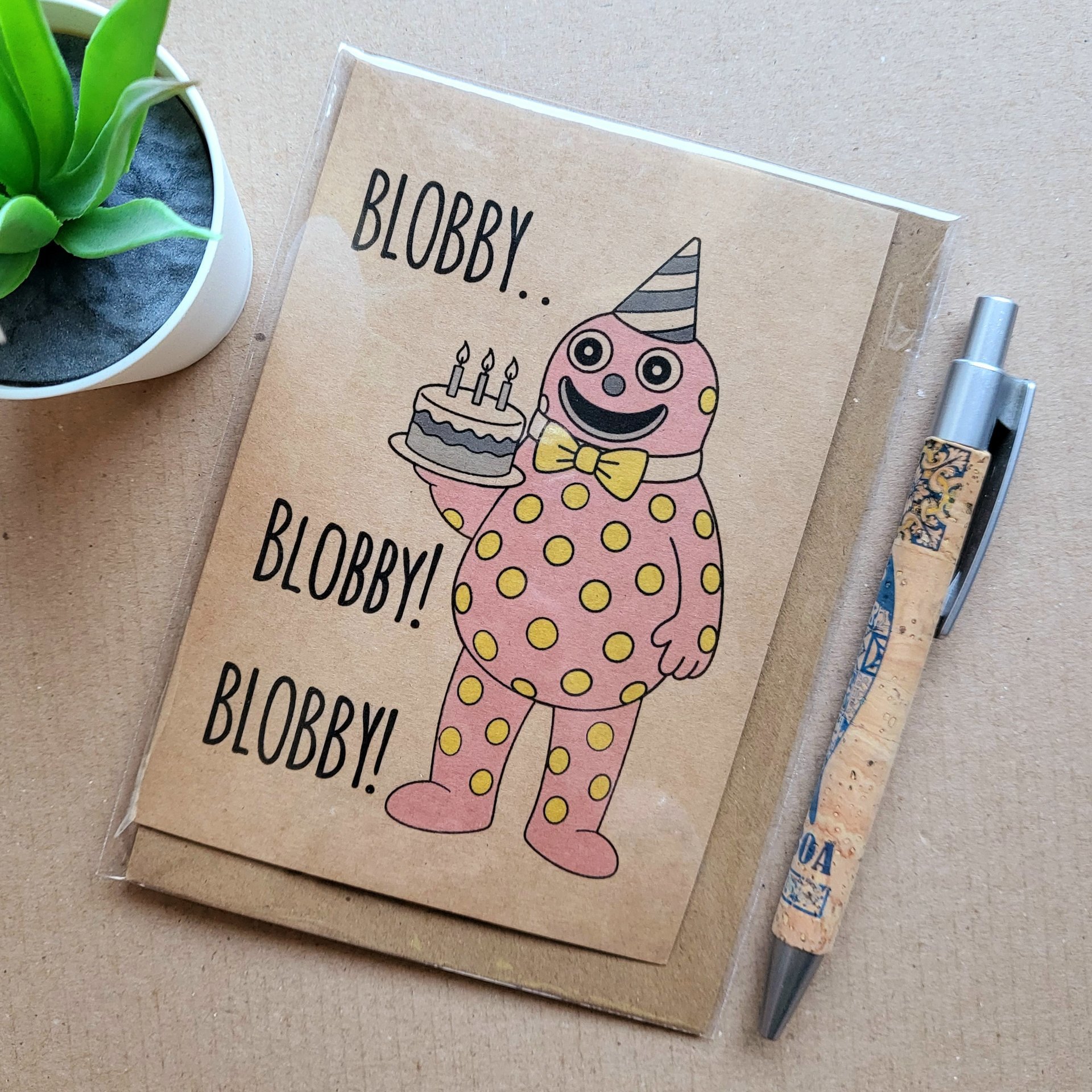 Mr Blobby birthday card.