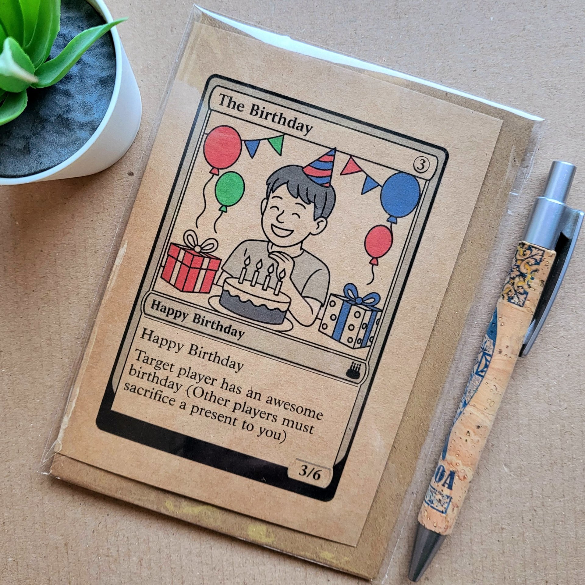 Funny Magic the Gathering birthday card featuring MTG birthday themed card.