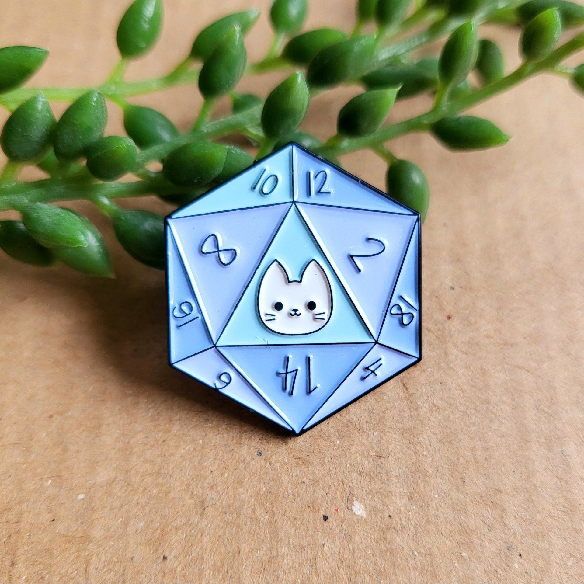 D20 Cat Enamel Pin badge - Dungeons and Dragons