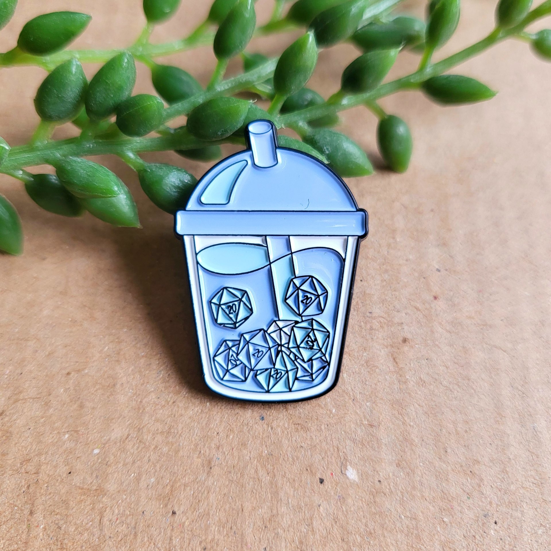 D20 Iced Coffee Enamel Pin badge - Dungeons and Dragons