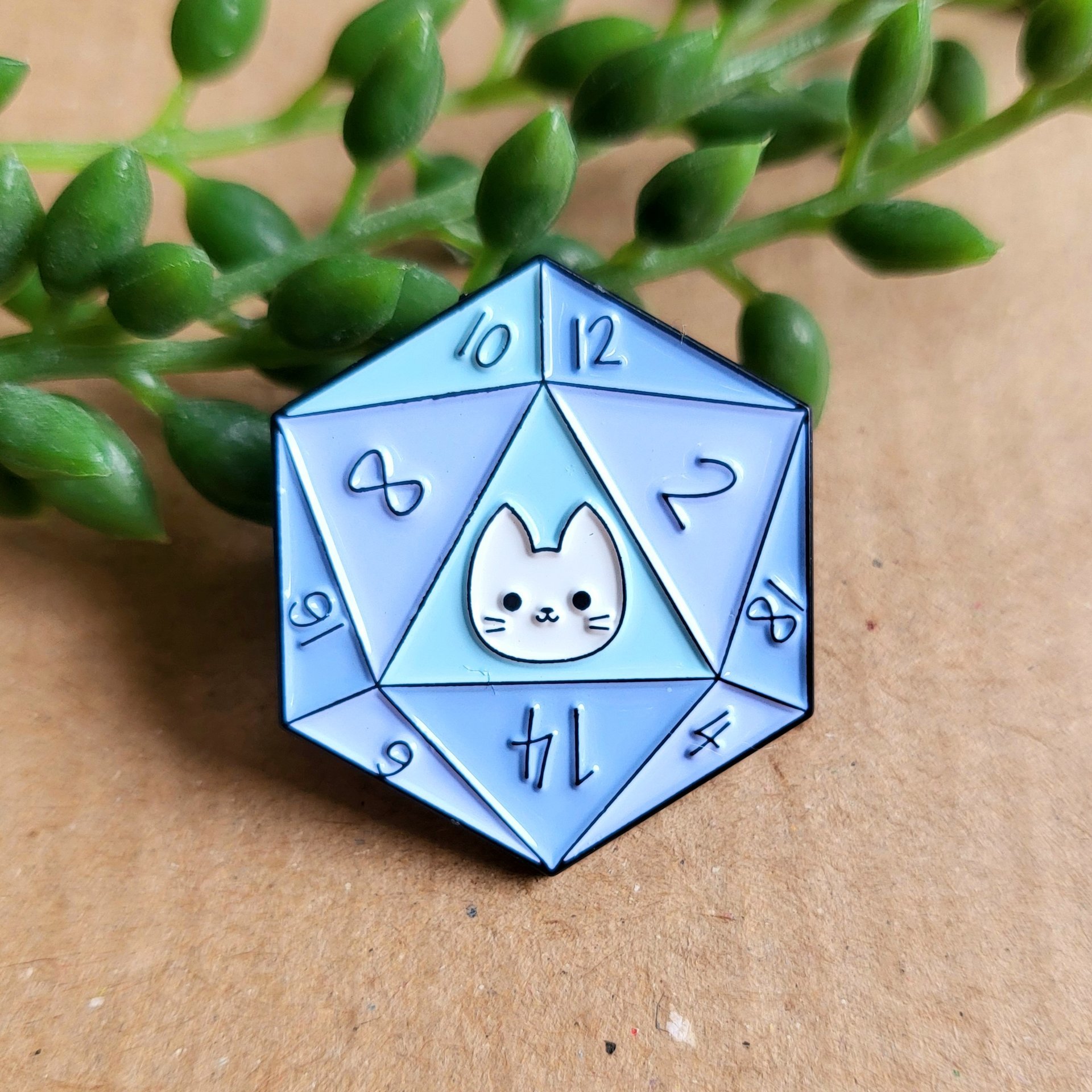 D20 Cat Enamel Pin badge - Dungeons and Dragons