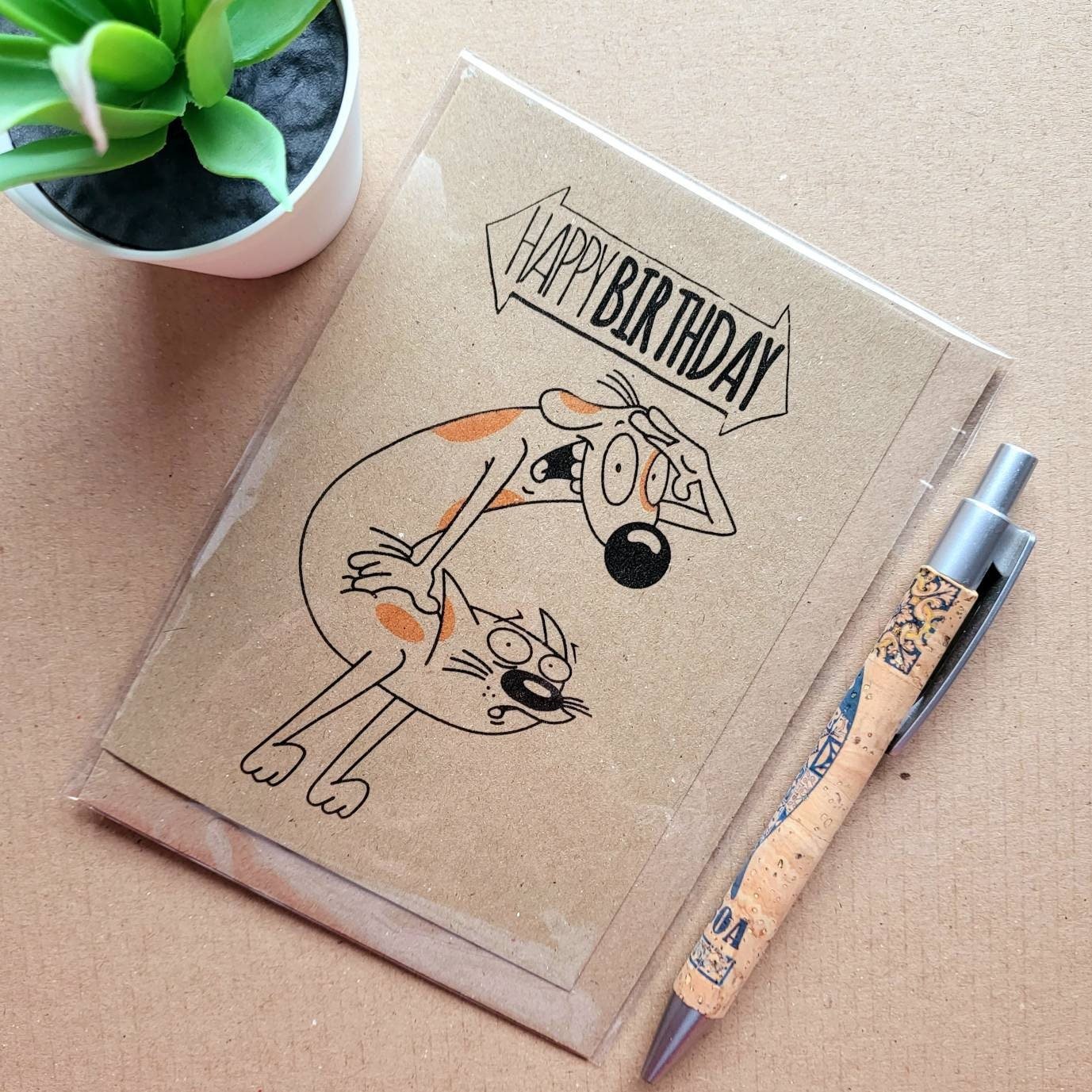 Funny Catdog 1990s Birthday card