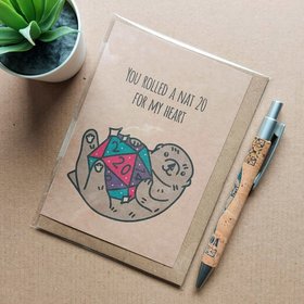Otter D20 Anniversary Card - Dungeons and Dragons