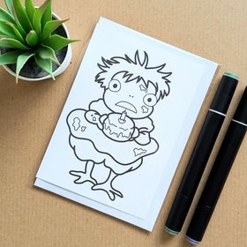 Ponyo Colouring Birthday Card