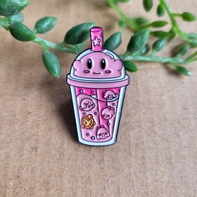 Kirby Boba Tea Enamel Pin badge