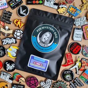 Music band enamel pin badge mystery bag featuring 1 music themed enamel pin badge, blind bag gift