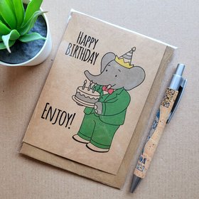 Babar the elephant birthday card.