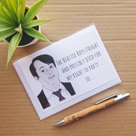 Funny Peep Show Birthday Card - Mark Corrigan Beastie Boys right to Party Quote