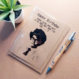 Funny It crowd birthday card, keep calm and call 0118, it crowd quote on brown kraft card with black ink, Moss from the it crowd tv show on the front. Geeky birthday card, nerdy birthday card. It colleague birthday card. It department birthday card.