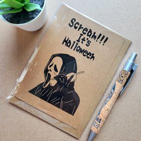 Funny Ghostface Halloween Card - Scream it's Halloween!