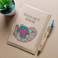 Otter D20 Anniversary Card - Dungeons and Dragons