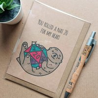 Otter D20 Anniversary Card - Dungeons and Dragons