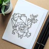 Dungeons and Dragons Colouring Birthday Card