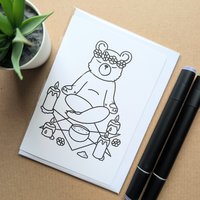 Witch Bear Colouring Birthday Card