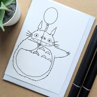 Totoro Colouring Birthday Card