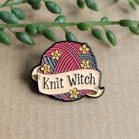 Funny Knit Witch Enamel Pin Badge