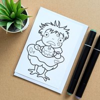 Ponyo Colouring Birthday Card