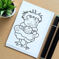 Ponyo Colouring Birthday Card