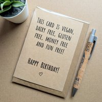 Funny Vegan Gluten Free Birthday Card