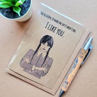 funny wednesday birthday card, wednesday adams valentines card, wednesday valentines card, funny valentines cards, joycards, joy cards