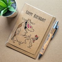 Cow and Chicken Birthday Card