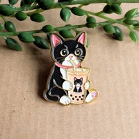 Tuxedo Cat Enamel Pin Badge