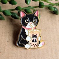 Tuxedo Cat Enamel Pin Badge