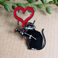 Banksy Love Rat Enamel pin badge