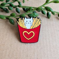Cute Cat Fries Enamel Pin Badge