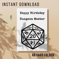 Dungeon Master Birthday Card - Printable Instant Download