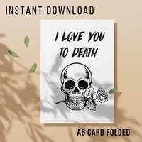 Gothic Valentines Card - Printable Instant Download