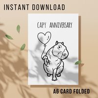 Capybara Anniversary Card - Printable Instant Download