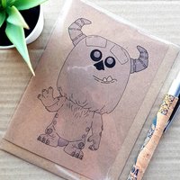 Monsters inc Birthday Card - Cute Sulley Funko Pop Geeky Blank Card