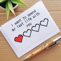 Zelda Valentines card - I want to spend my last life with you - Gamer Valentines Birthday