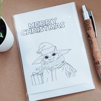 Baby Yoda Christmas Card - Star Wars Mandalorian Card