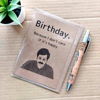Parks and Recreation Birthday Card - Funny Ron Swanson Birthday card