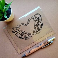 Gothic Valentines card - Skeleton heart hands
