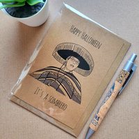 Funny Buffy Halloween Card - Giles sombrero 