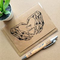 Gothic skeleton hands anniversary card