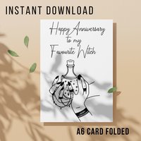 Witch Anniversary Card - Printable Instant Download