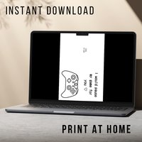 Funny Gamer Valentines Card - Printable Instant Download