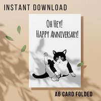 Rude Cat Anniversary Card - Printable Instant Download