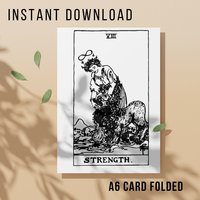 Strength Tarot Card Greeting Card - Printable Instant Download