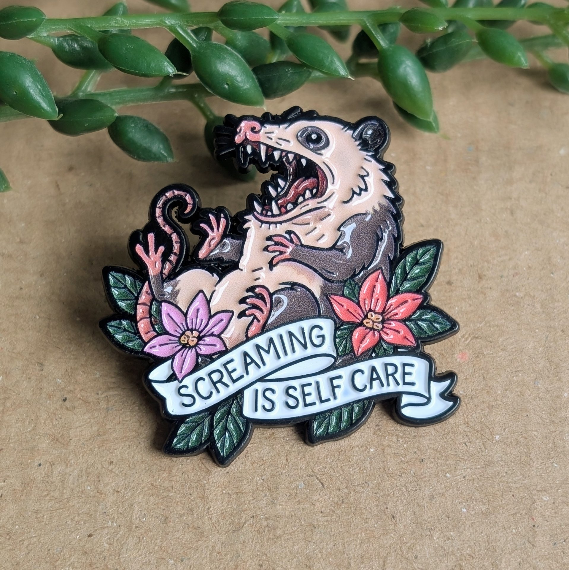 Funny Possum Enamel Pin Badge
