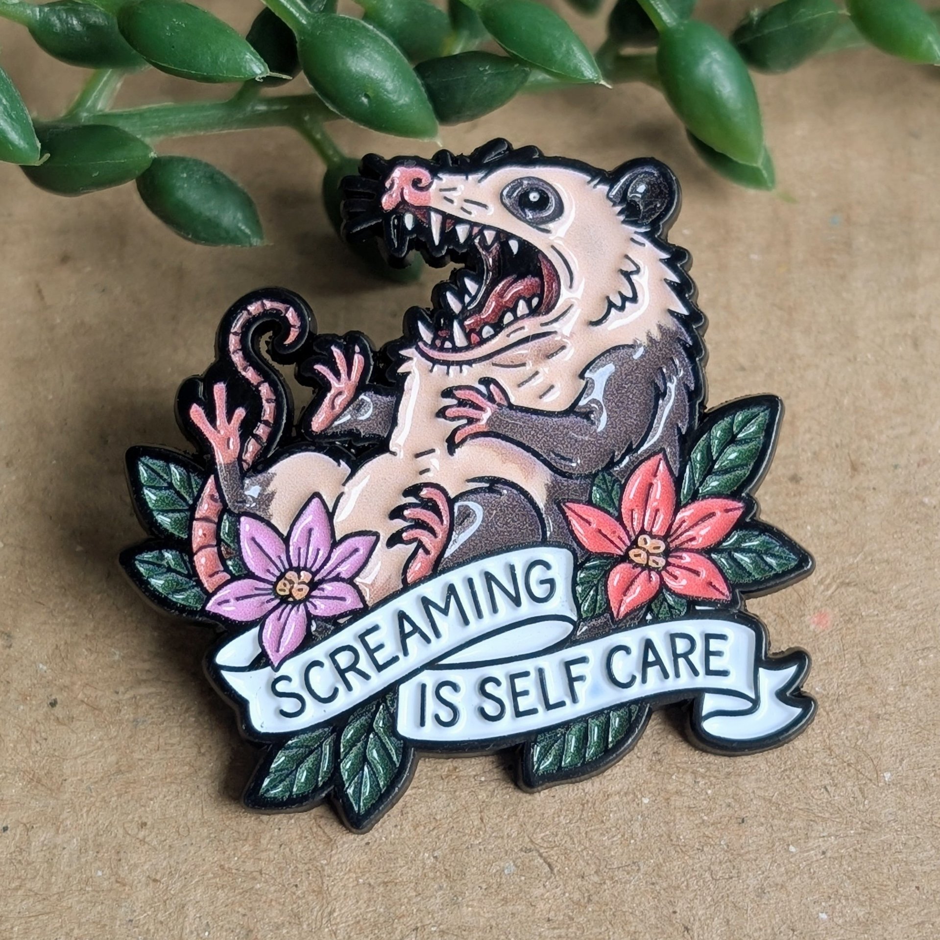 Funny Possum Enamel Pin Badge