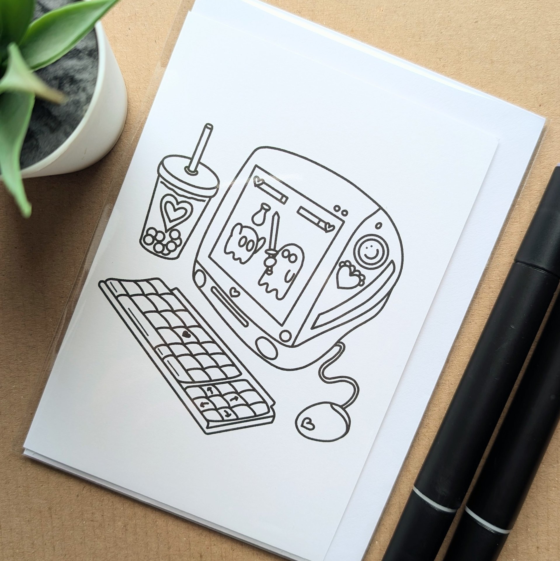 PC Gamer Colouring Birthday Card