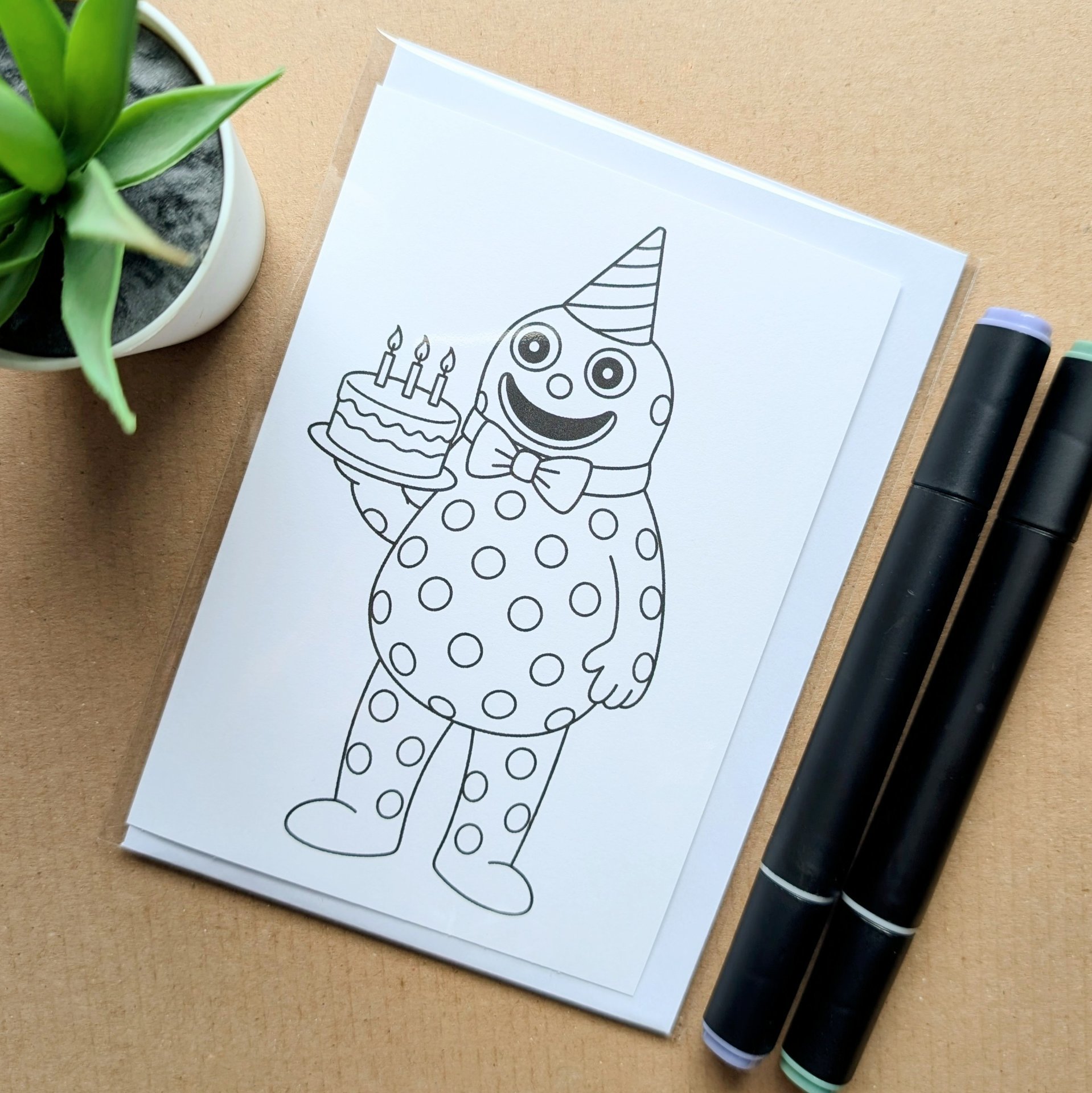 Mr Blobby Colouring Birthday Card